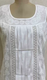Women's Lakhnavi Handcrafted Cotton Chikankari Top - HONC030349 - Image 2