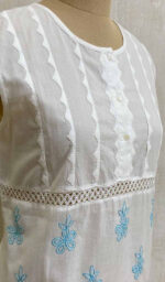 Women's Lucknowi Handcrafted White Cotton Chikankari Top - HONC075680 - Image 3