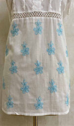 Women's Lucknowi Handcrafted White Cotton Chikankari Top - HONC075680 - Image 4