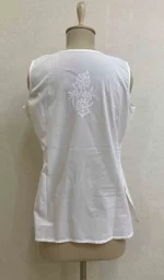 Women's Lucknowi Handcrafted Cotton Chikankari Top - HONC030218 - Image 5