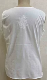 Women's Lakhnavi Handcrafted Cotton Chikankari Top - HONC030349 - Image 5