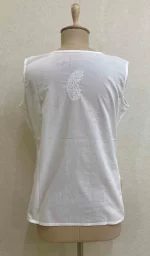 Women's Lakhnavi Handcrafted Cotton Chikankari Top - HONC038211 - Image 3