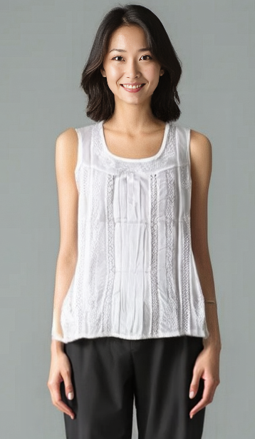 Women's Lakhnavi Handcrafted Cotton Chikankari Top - HONC038211