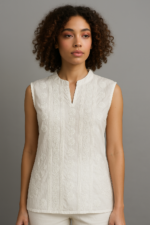 Women's Lakhnavi Handcrafted Cotton Chikankari Top - HONC001