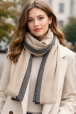Écharpe Unisexe Gris et Beige – Douceur & Élégance Intemporelle