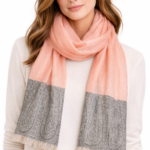 Écharpe Élégante Rose Poudré et Gris – Motifs Kashmir Raffinés
