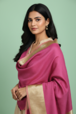 Écharpe en Laine Mérinos et Tencel avec Zari, 70x200 cm – Douceur et Éclat Élégants