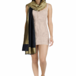 Écharpe en Laine Mérinos et Tencel avec Zari, 70x200 cm – Douceur et Éclat Élégants