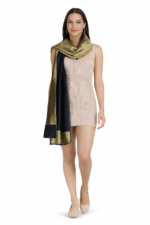 Écharpe en Laine Mérinos et Tencel avec Zari, 70x200 cm – Douceur et Éclat Élégants